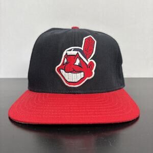 Cleveland Indians Vintage 90s New Era Logo Snapback Hat Official MLB USA Made